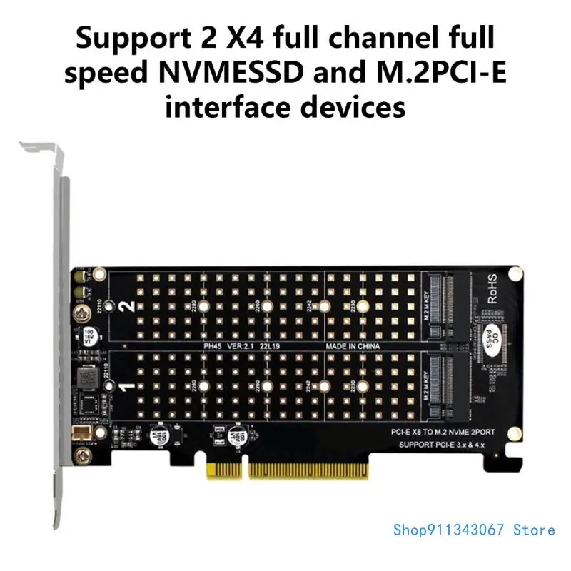 

2 M.2 NVME to PCIExpress Raids Controller PCIE Split Card 2Ports NVME M KEY for 2230 2242 2260 2280 22110 Drop shipping