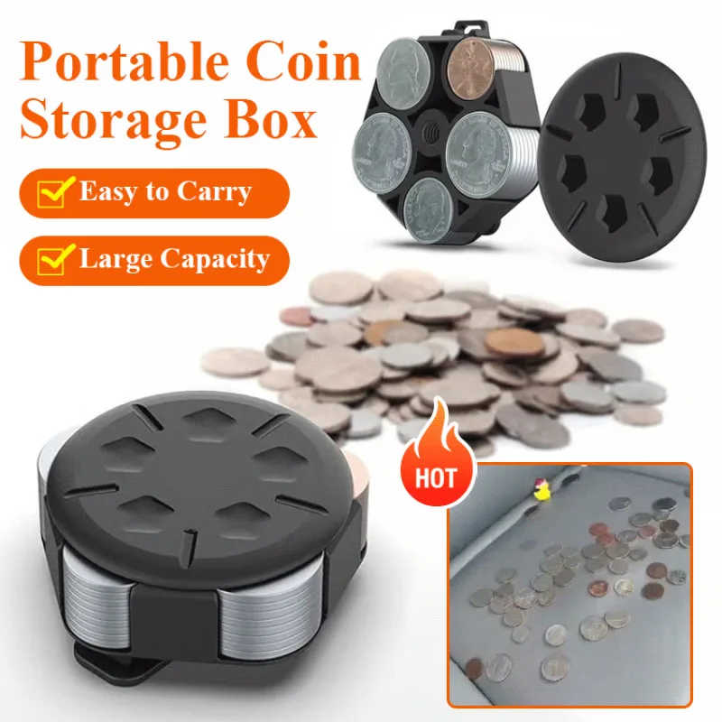 1Pc Portable Coin Storage Box Allocation Dollar Coin Organiser Plastic Belt Coin Case Compact Change Money Holder Outdoor Travel