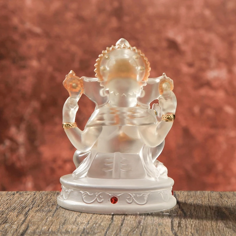 Transparent Resin Ganesha Statue Southeast Asian Thai Style Water Glass Elephant God Buddha Head Home Decor Ornaments