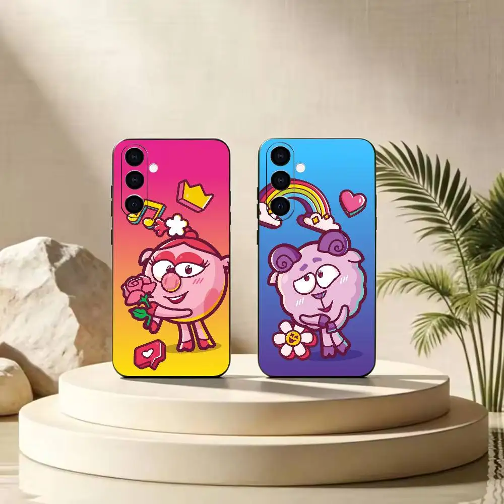 Cute Cartoon S-Smeshariki  Phone Case For Samsung Galaxy A73,A72,A71,A70,A53,A52,A51,Others Soft Black Cover