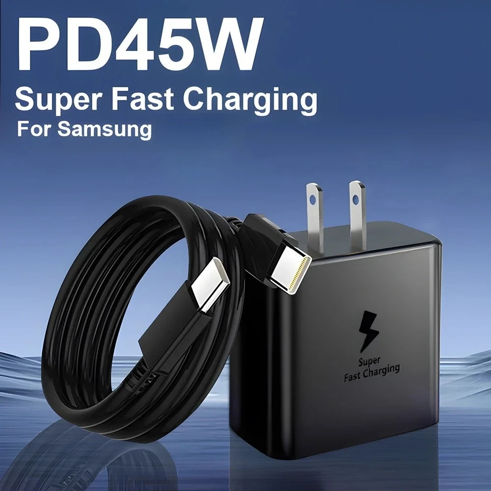 45W Super Fast Charger & USB-C Data Cable - Portable Adapter for Samsung for Galaxy S24/S23/S22/S25 Ultra/S21 Plus/Note 20