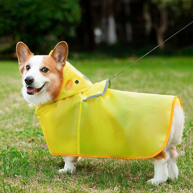 

Corgi Clothes Yellow Duck Modelling Dog Raincoats Dachshund Rainy Day Out Waterproof Hoodie Pet Teddy Rain Poncho