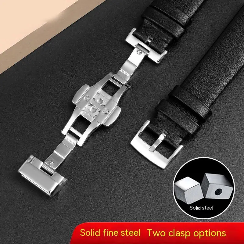 Calfskin Leather Strap For Armani AR1674 AR1675 AR1676 AR1819 Cowhide Watch Band 18mm Universal  Butterfly Buckle