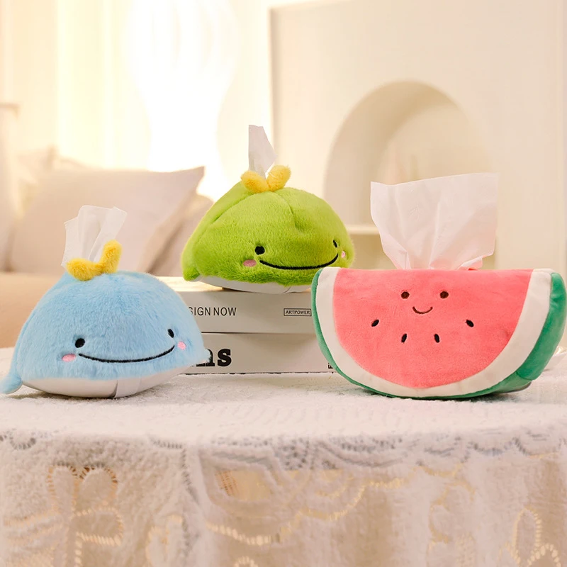 Fruit Creative Fabric Tissue For Home Bedroom Car Interior Tissue Box Watermelon And Avocado