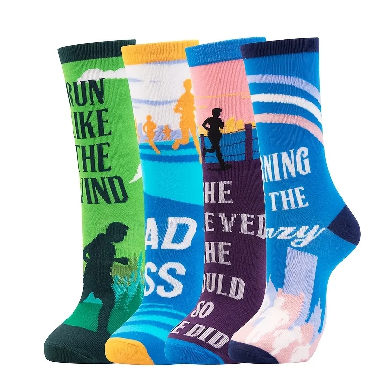 

1/4 пары новых персонализированных нишевых носков средней длины для мужчин, 2026, модные и модные спортивные носки средней длины с надписью для бега