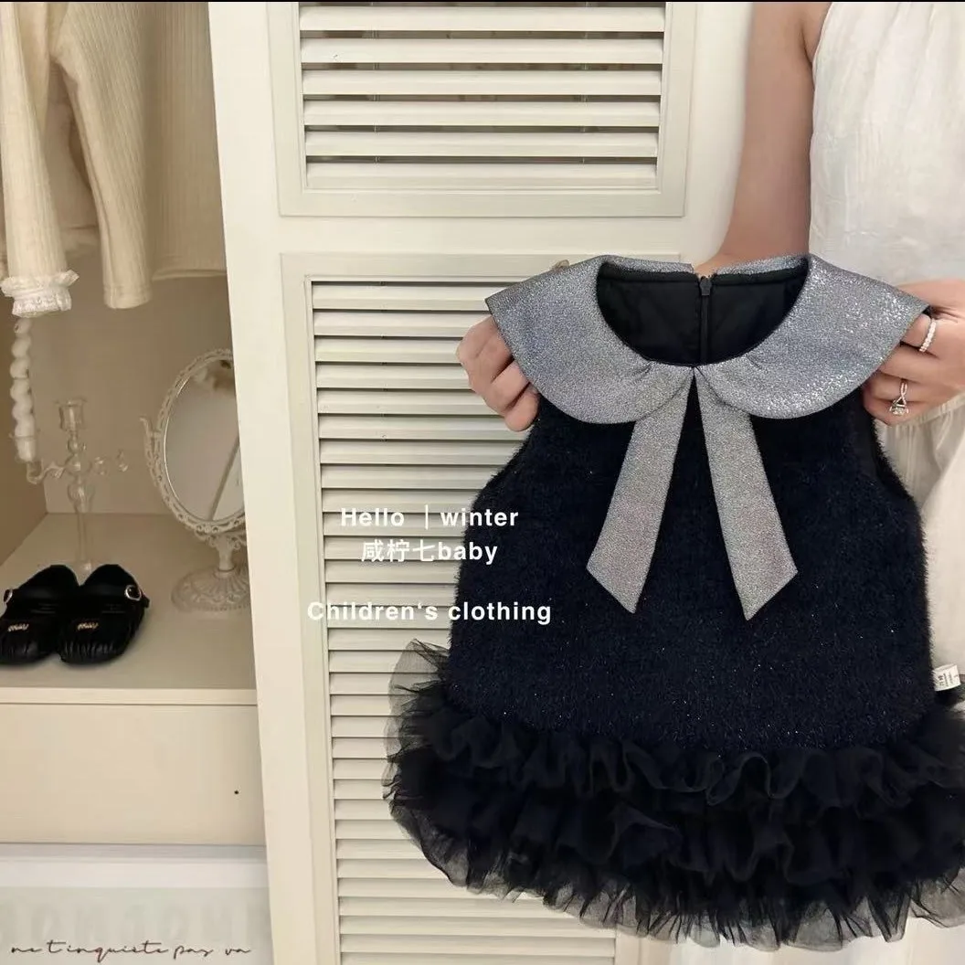 

Autumn and winter girls dress fashionable new style children's baby vest princess western-style dress