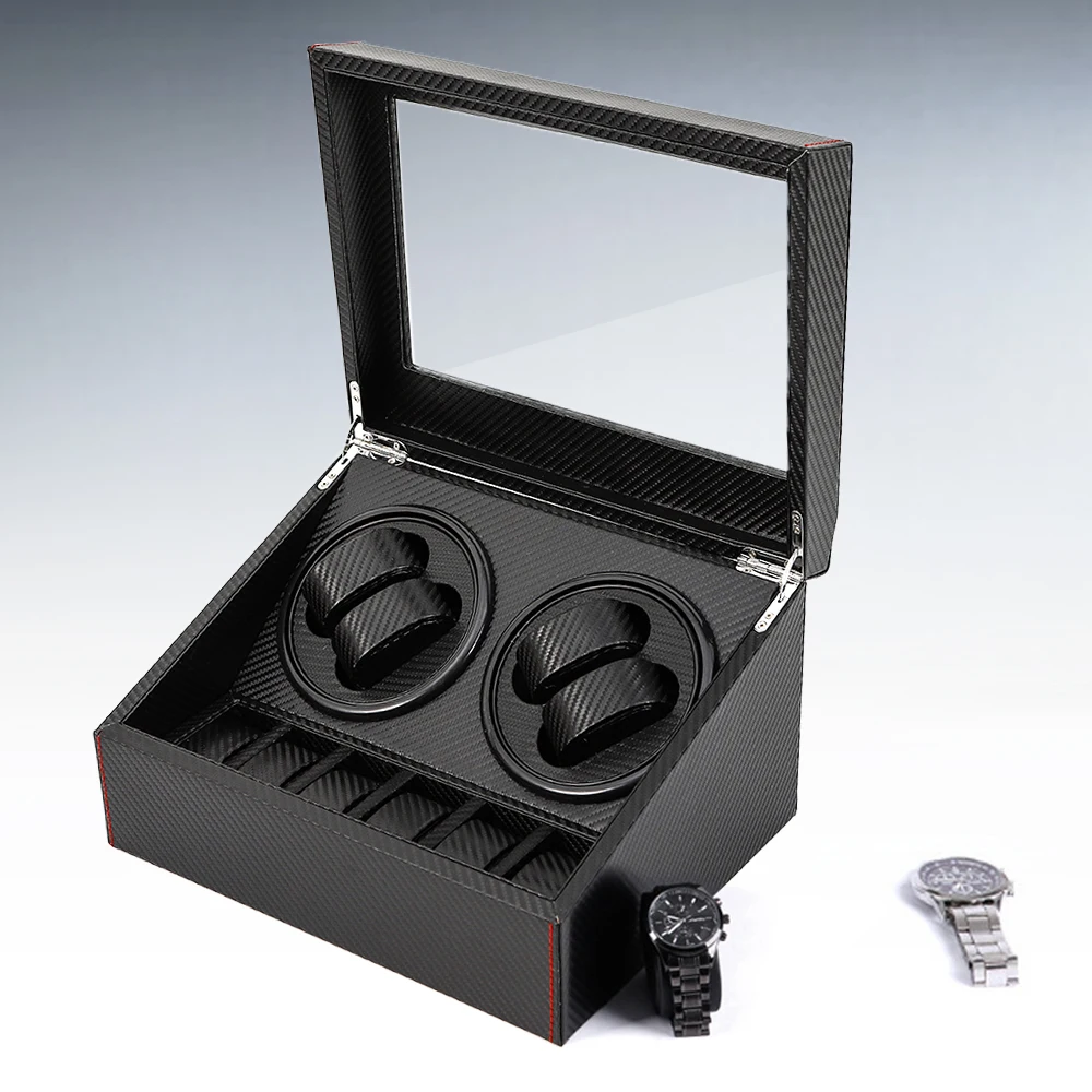 Horlogeopwinder met grote capaciteit – 4 draaibare secties, 6 opbergvakken, geschikt voor alle horlogemaatjes