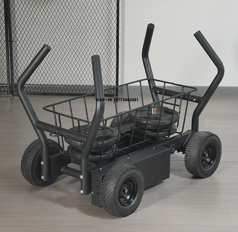 

Cardio Machines 8 Resistance Adjustable Loaded Barbell Weight Sled Car Gym Home Bodybuilding Tank Training Car With Wheels