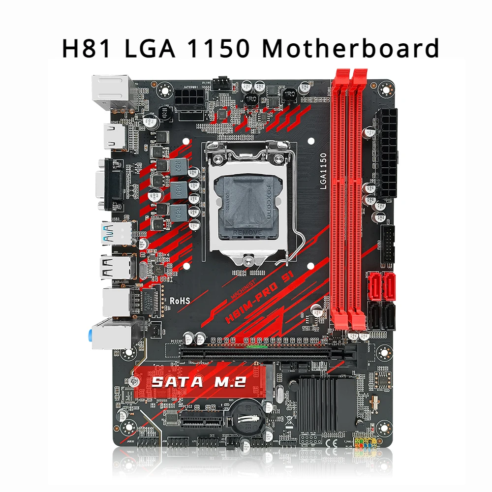 MACHINIST H81 Motherboard LGA 1150 NGFF M.2 Slot Support i3 i5 i7/Xeon E3 V3 Processor DDR3 Desktop RAM H81M-PRO VGA Mainboard