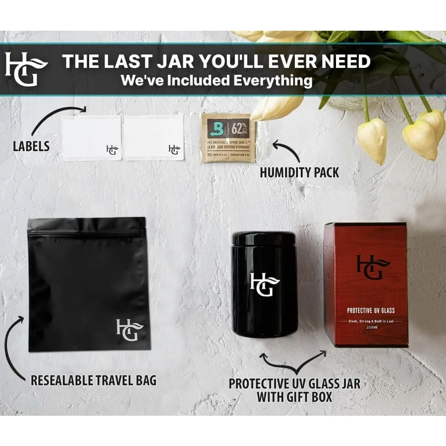 Luchtdichte pot van halve Oz en geurbestendige containers (250 ml) Wordt geleverd met vochtigheidspakket om goederen vers voor maanden