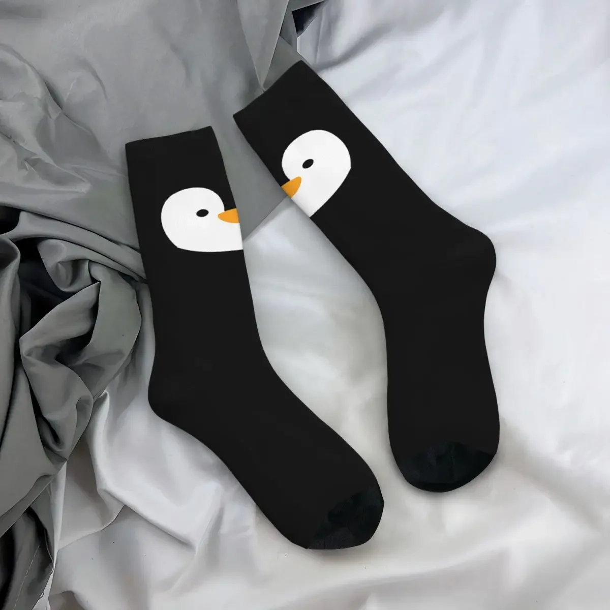 Fashion Cute Penguin Face Basketball Socks Cartoon Animal Polyester Crew Socks for Women Men Non-slip