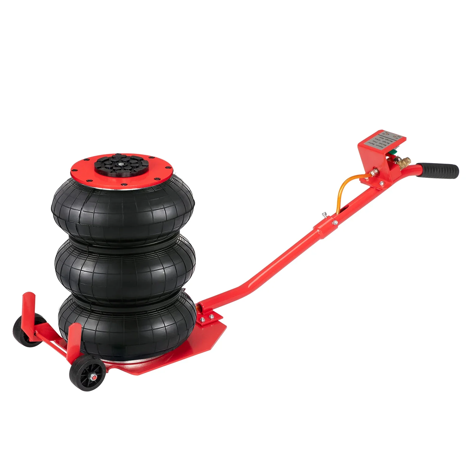 3T Round Handle AirBag Jack Red The body is strong and durable Can support 6600 lbs/3T Very fast to use jack for lifting weight