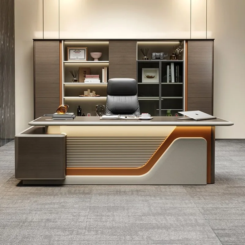Light luxury boss desk, high-end manager desk, modern simple office, office desk and chair combination office furniture