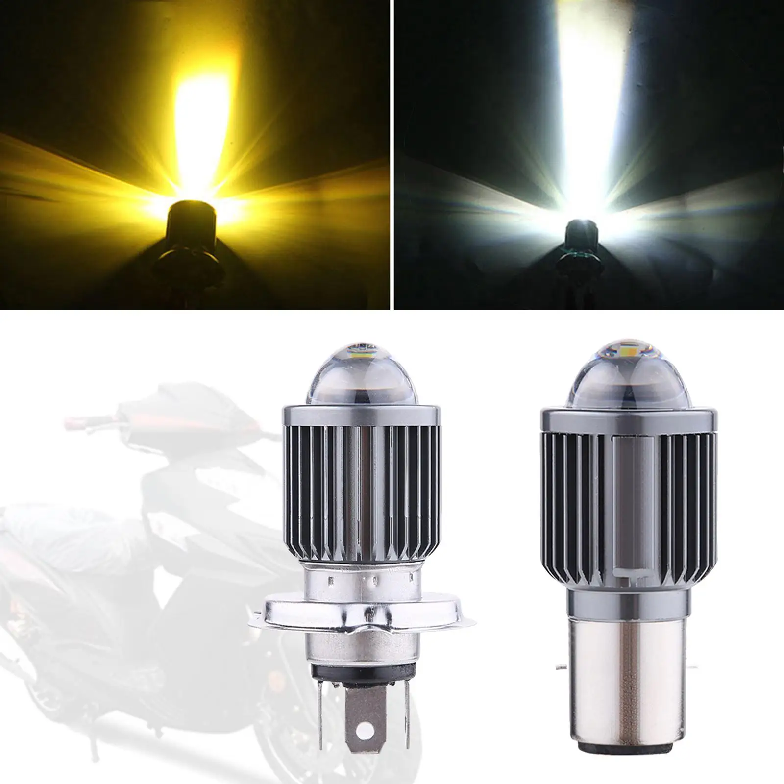 LED Headlight Bulbs with Lens DC/ 12-80V High/Low Beam 1080LM Upgraded 30W