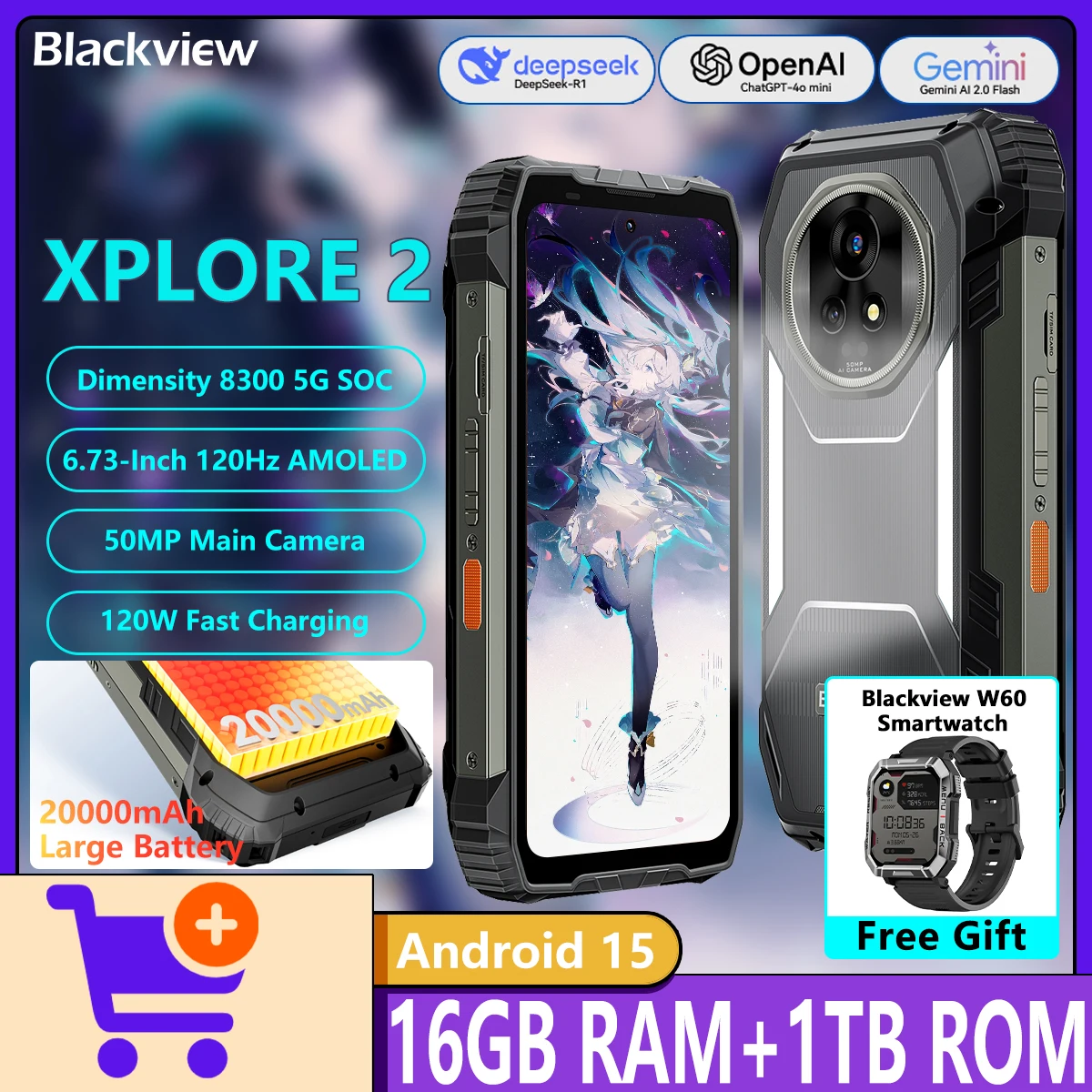 Blackview XPLORE 2 5G Rugged Phone Dimensity 8300 5G 16GB+1TB 6.73