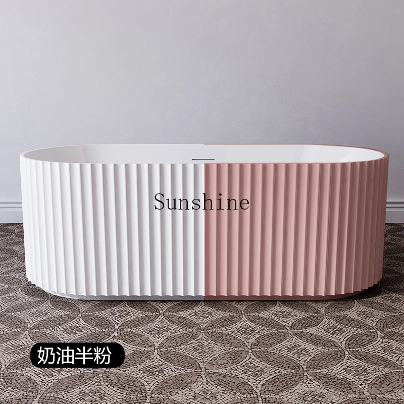 

Household small apartment double color retro oval double bathtub