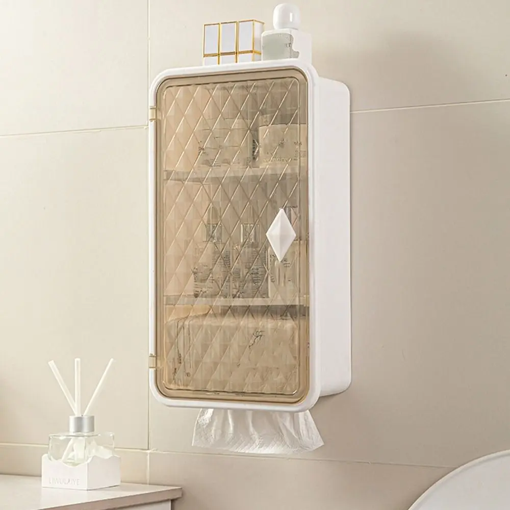 

Plastic Cosmetic Storage Box Large Capacity Waterproof Medicine Storage Box Space Saving Wall Mounted Makeup Storage Holder