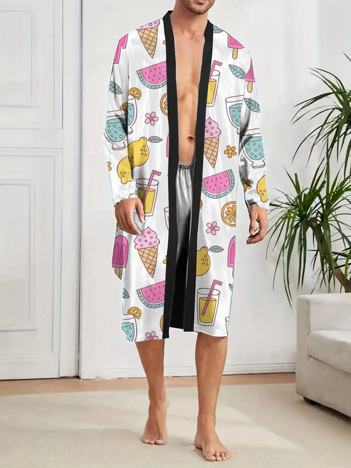 1pcs Men's Robes 2026 Spring/Summer Funny pajamas bath robe Men's bathrobe Bathrobe men Breathable Graphic 3D Printed Sleepwear