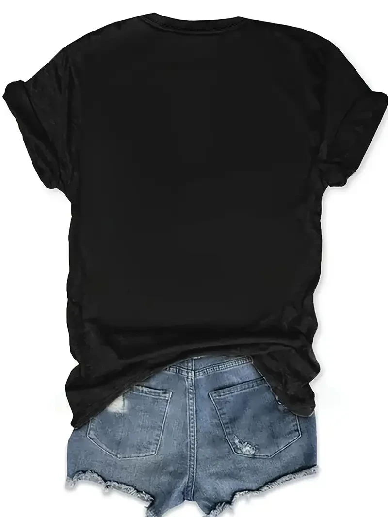 Women'S Plus Size Casual T-Shirt with Groundhog Holding Flowers Print, Crew Neck, Short Sleeve, Casual Summer Wear