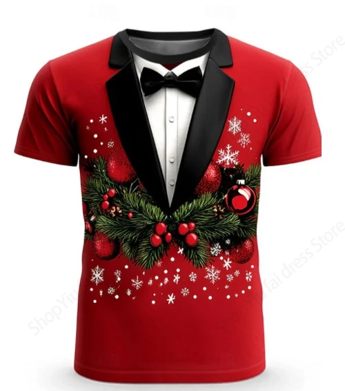 New fashion Christmas 3d Print Tshirt Men Women Fashion T-shirt Kids Hip Hop Tops Tees Santa Claus T shirt Red