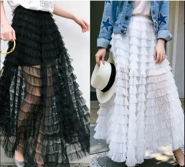 new star with a large black gauze placed high waisted skirt perspective long yarn  fairy cake