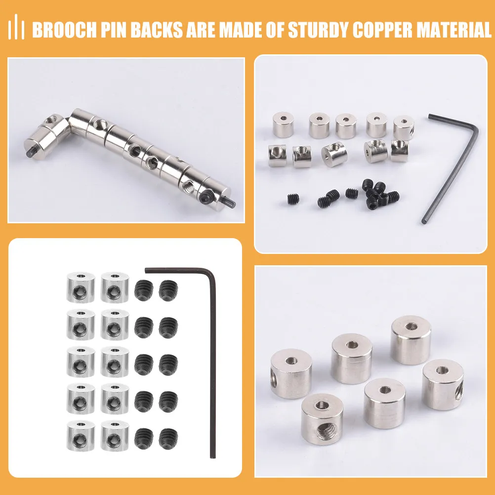 1Set Metal Locking Pin Keepers Copper Brooch Pin Backs Replacement Flat Round Locking Clasp for Lapel Pins Tie Tacks Service