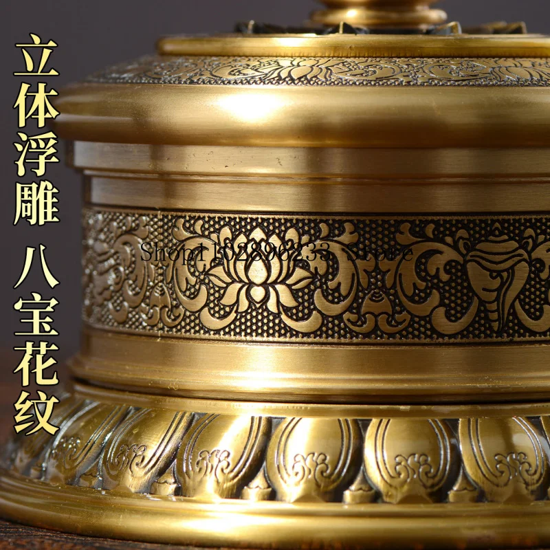 Eight Auspicious Symbols Carved Eight Treasures Small Finger Spinner Indoor Home Use Yellow Wealth God Manjushri Rotating Golden