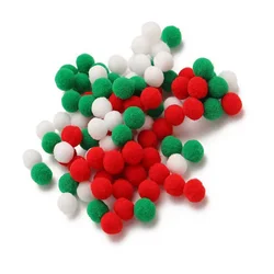 Christmas Felt Balls Red Green White 100pcs 8mm DIY Felted Pom Pom Plush Fluffy Ball Polyester Hairballs for Handmade Craft DIY