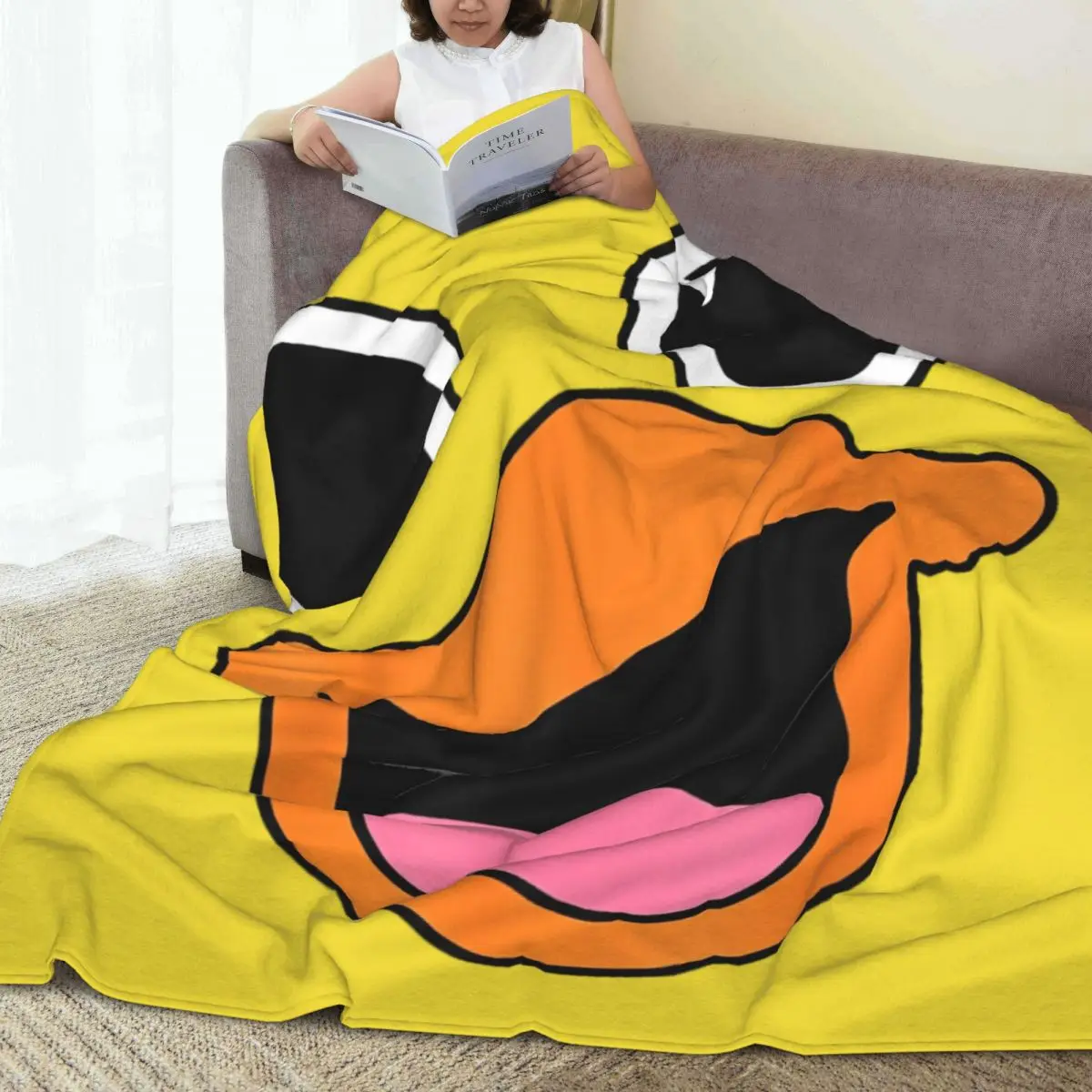 Yellow Duck Face Halloween Animal Warm Soft Blanket Camping Plush Bedding Throws Fluffy Bedroom Flannel Bedspread Sofa Bed Cover