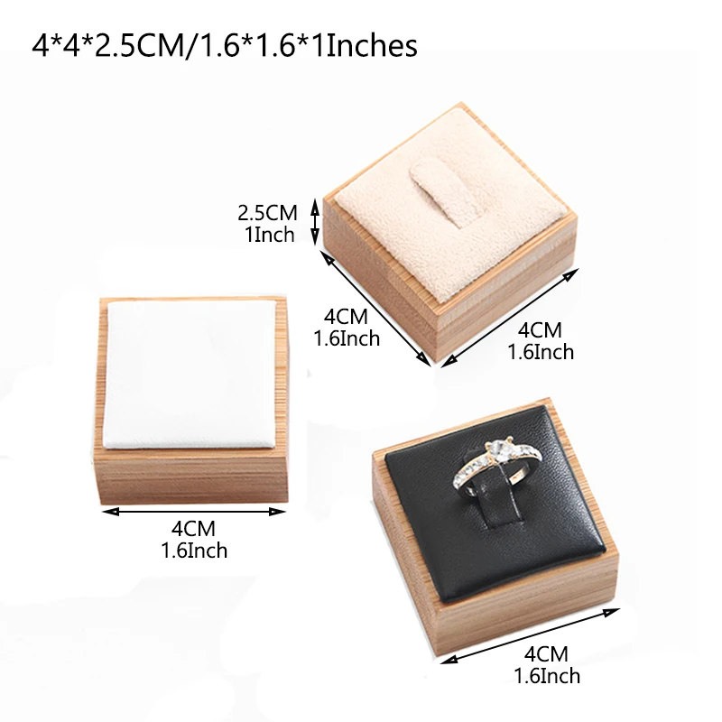 Bamboo Jewelry Ring Display Stand Storage Rack Jewelry Organizer Ring Holder Counter Jewelry Display Case 4x4x2.5cm