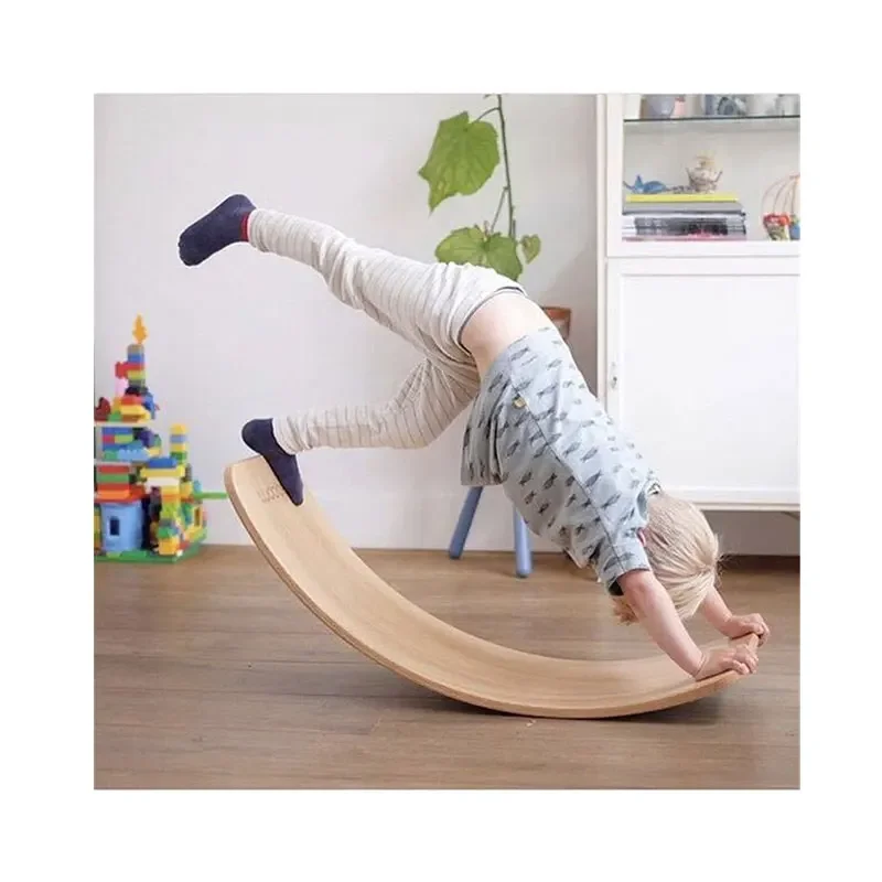 

Funny Toy Yoga Wooden Balance Board 37 Inch Natural Wood Curvy Felt Layer Kids Balance Board