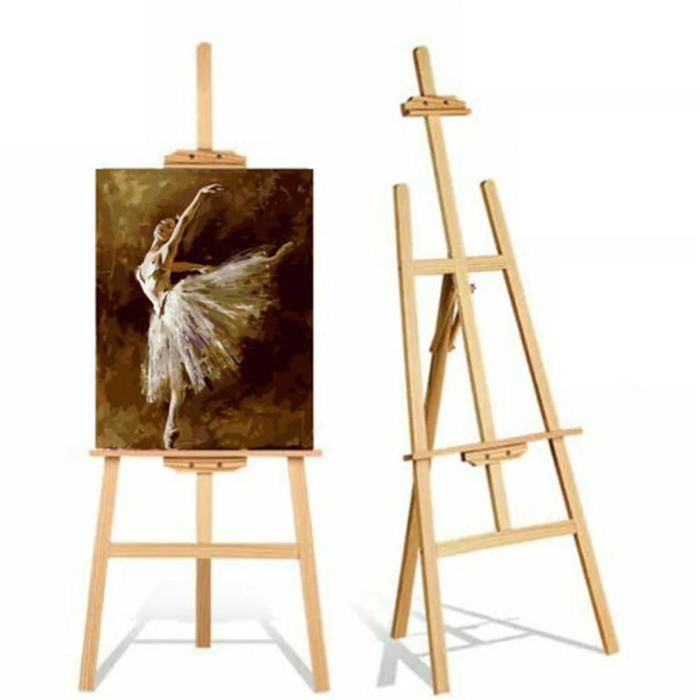 Studio Easel Wooden A-Frame Folding Pine Wood Artist Art Craft Adjustable Display Exhibition for Wedding Painting Art Easel