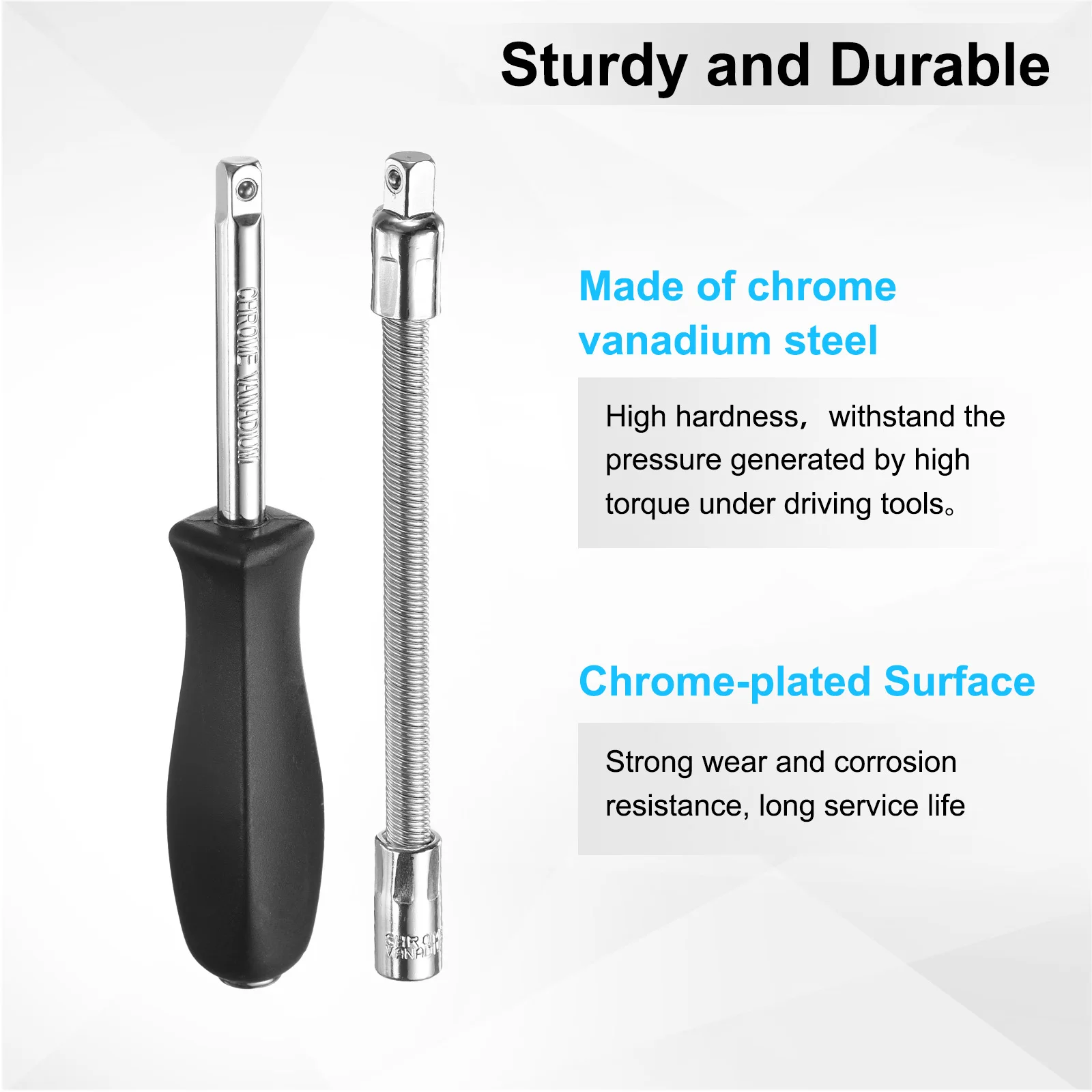 

2pcs Set 1/4" Drive Spinner Handle CR-V Drive Socket Set with Drive Spring Flexible Socket Extension Bar for Ratchet Driver