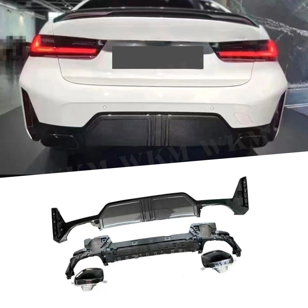 

ABS Gloss Black Rear Bumper Lip Diffuser Spoiler With Exhaust Tip For BMW 3 Series G20 G28 LCI 2023 + Body Kit