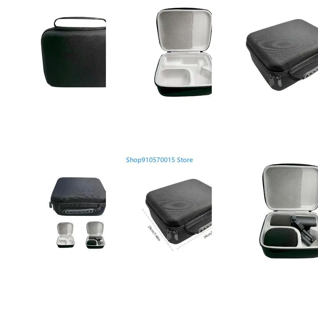 B95C Portable EVA Case for SM7B/MV7/MV7X Microphone Carrying Storage Bag Soft Lining for Travel Office Home