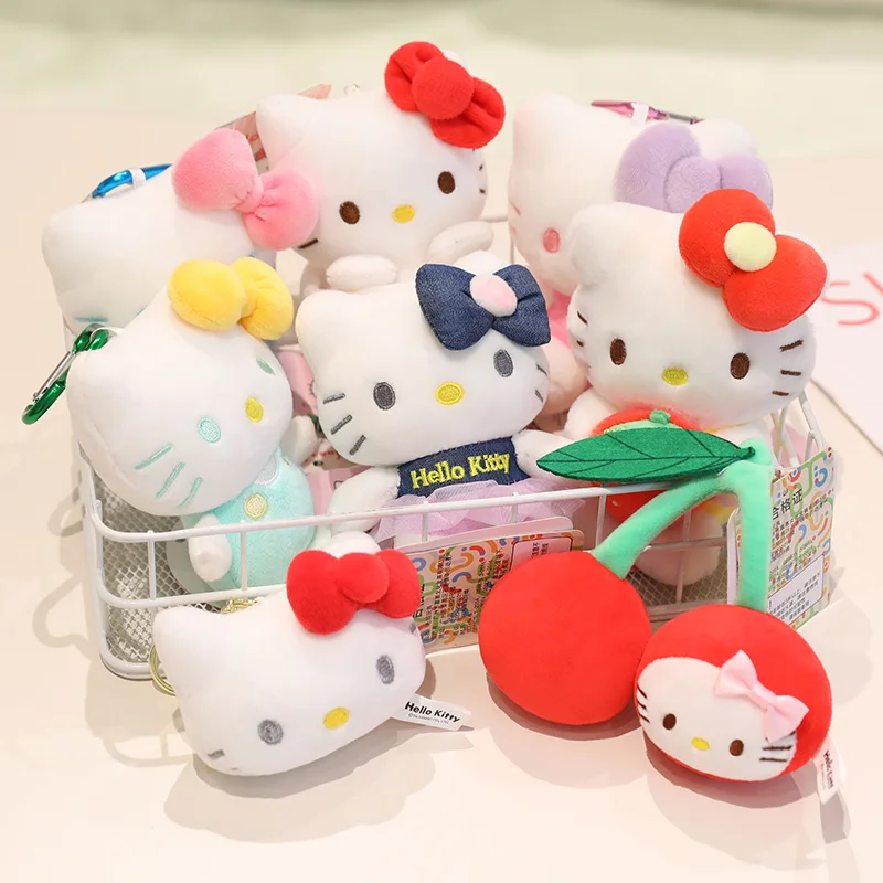 12cm Sanrio Hellokitty Plush Toys Pendant Bag Accessories Stuffed Keychain Backpack Phone Car Plush Pendant