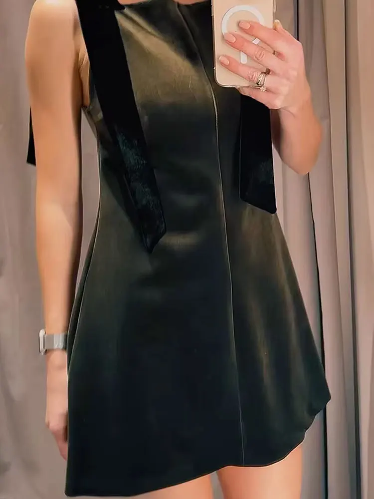 HH Female Elegant Midi Suspender Dress Sleeveless Back Zipper Slim 3D Bow Design Evening Women\'s Party Vintage Dresses Mujer