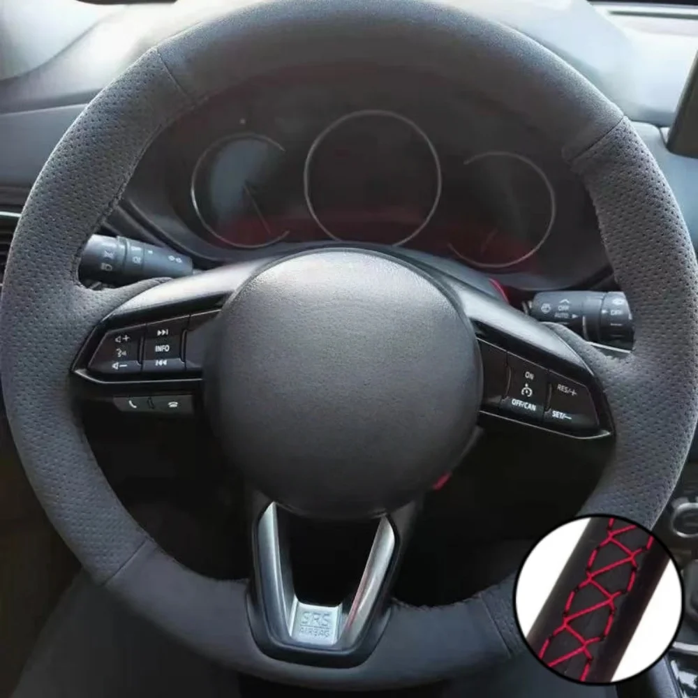 

Плетеный чехол на руль автомобиля, ручное шитье, замшевая кожа для Mazda 3 Axela 2017 2018 2019 Mazda 6 Atenza 2017 2018 2019