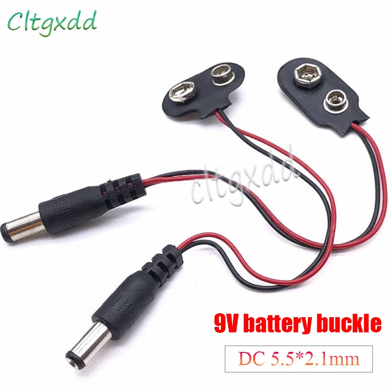 Cltgxdd 10X T/I Connector DC5.5 * 2.1m Male Adapter Battery Holder DIY 9v 6f22 Battery Buckle Base Sitz Binding Clip Cable Plug