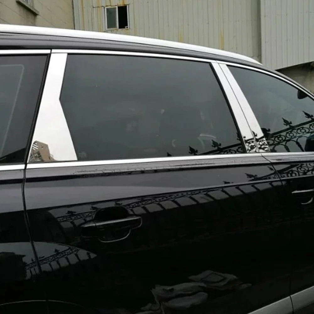 

For Audi Q7 4M 2016 Car Center Pillar Cover Mirror Process Bright Silver Decor Anti-scratch Stainless Steel Exterior Accessories