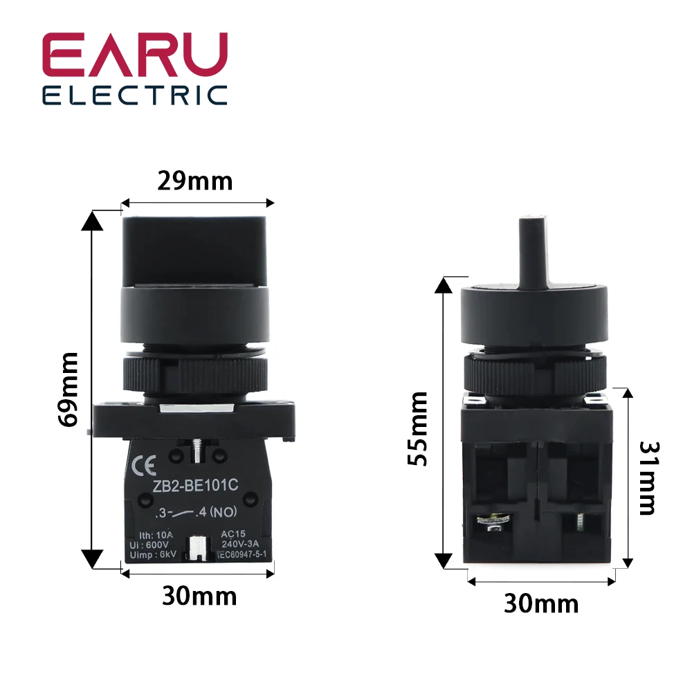 XB2-ED21 XB2-ED25 XB2-ED33 XB2-ED53 2/3 Position 1NO/1NC 1NO/2NO Latching Self-Lock Momentary Selector Rotary Push Button Switch