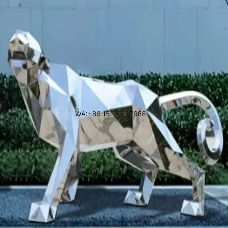 Wmwmnu Custom Art Metal Stainless Steel Leopard Sculpture for Outdoor Decoration