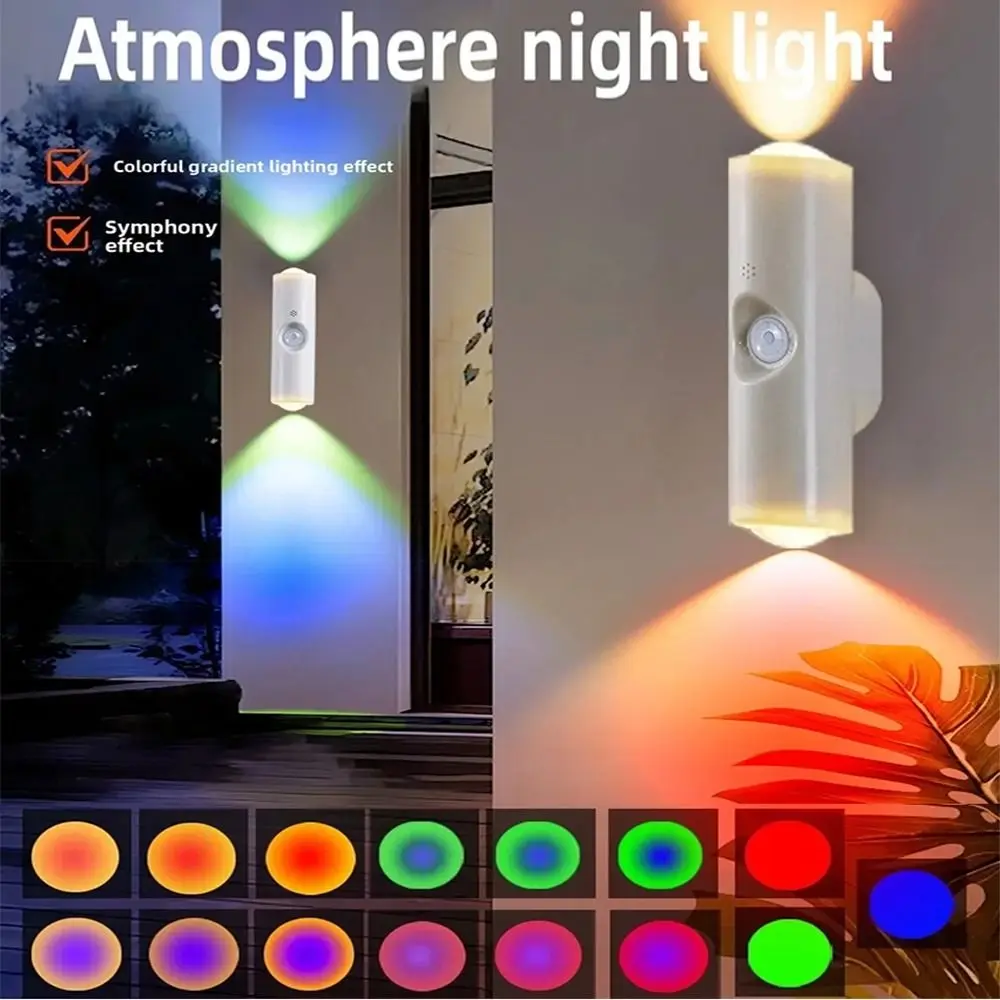 

Wireless Sensor Night Light Portable Rechargeable LED Closet Light 3/7 Colors Changing Motion Sensor RGB Gradient Wall Lamp