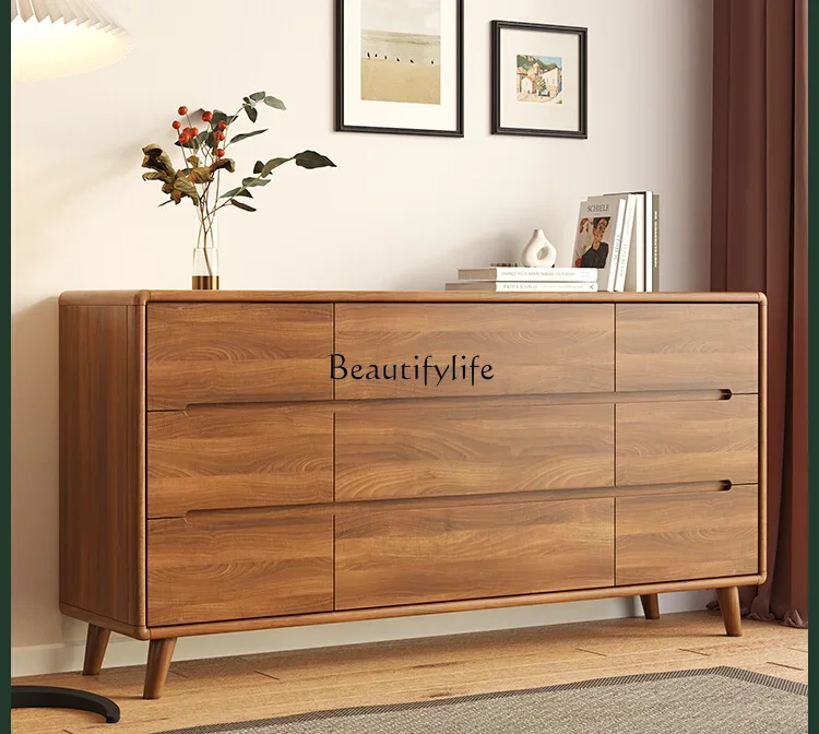 LD6Solid Wood Drawer Five Bucket Tailstock Storage Cabinet Bucket Walnut Six-Bucket Cabinet