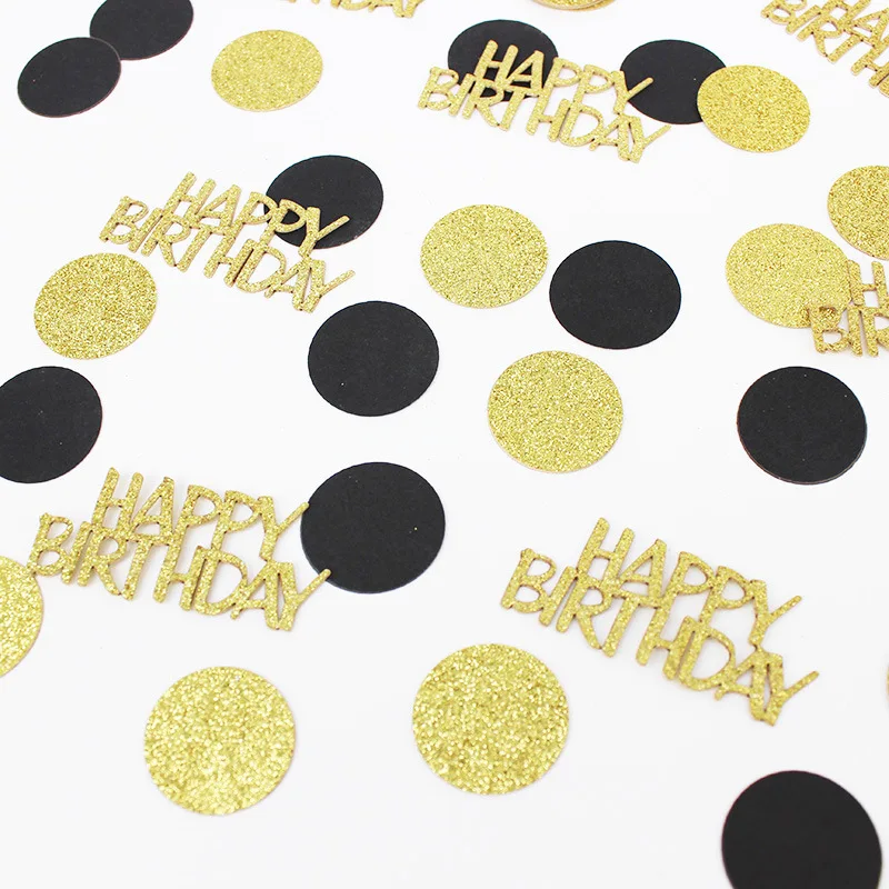 100Pcs Happy Birthday Confetti, Rose Gold Black Glitter Sequins, Table Scatter Decor for Boys Girls First Birthday Baby Shower﻿ view 4
