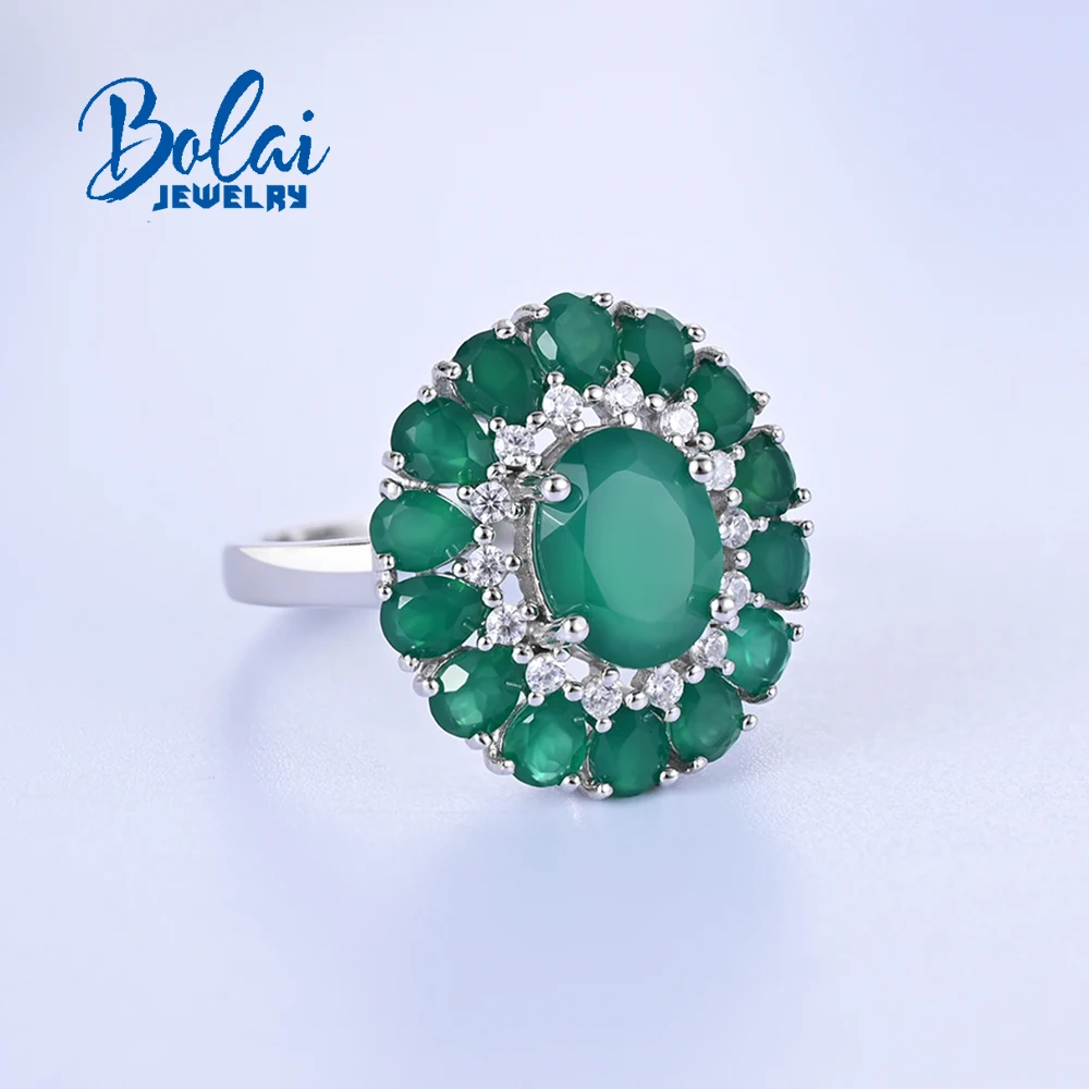 العصرية رهيبة S925 خاتم فضة العقيق الأخضر الطبيعي تهدئة الأحجار الكريمة ضوء مجوهرات فاخرة النساء المشاركة مأدبة مهرجان هدية