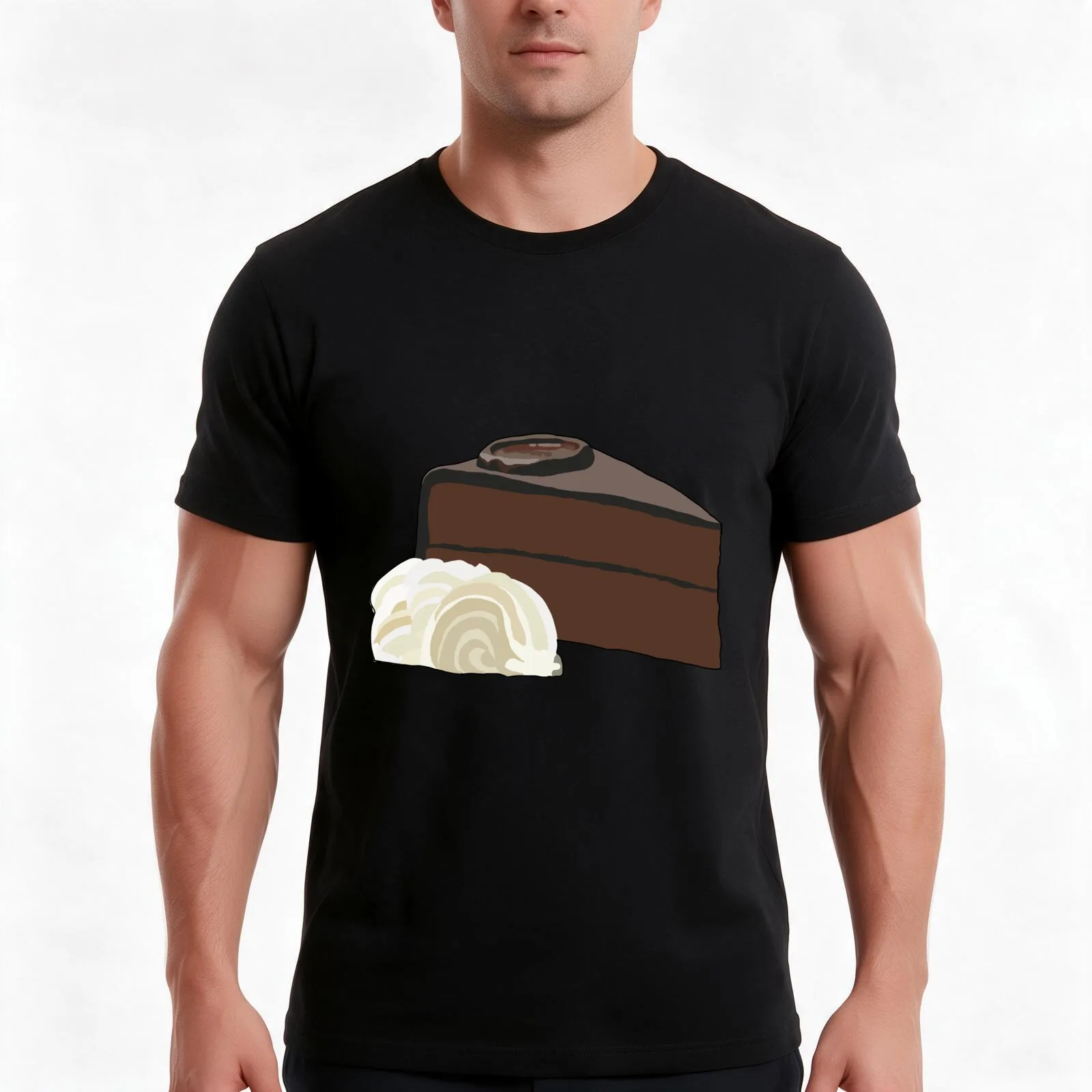 Sachertorte chocolate cake T-Shirt, Summer Casual Cotton Tee, Oversized Streetwear Tops, Vintage Graphic Print, Unisex Men Women