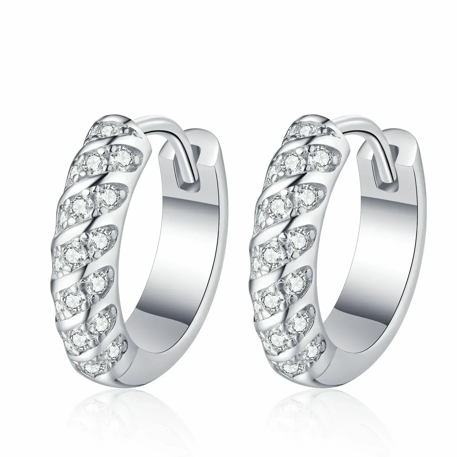 

Pt950 Platinum Ear Buckle Fashion Gift Wedding Jewelry, Blinking 0.38 Carat Moissanite Diamond Luxury Hoop Earrings for Women