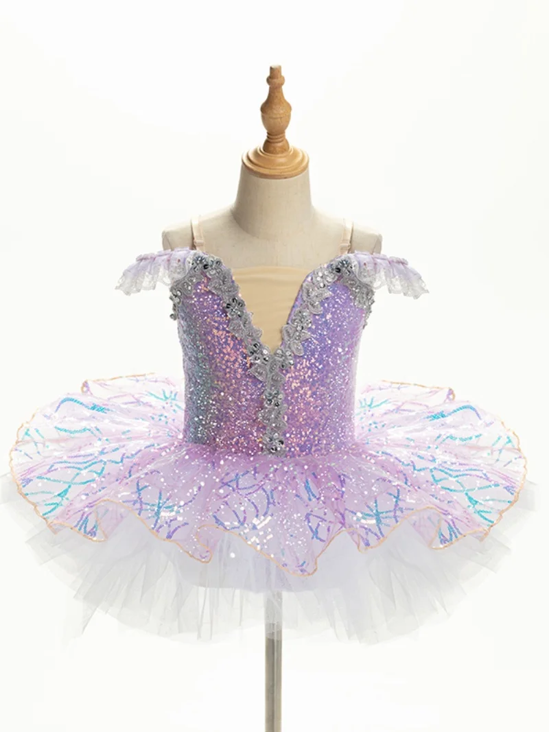 Children Professional Ballet Dress Green Ballet Tutu Kids Costume Ballet princess stage sequins dancing dress