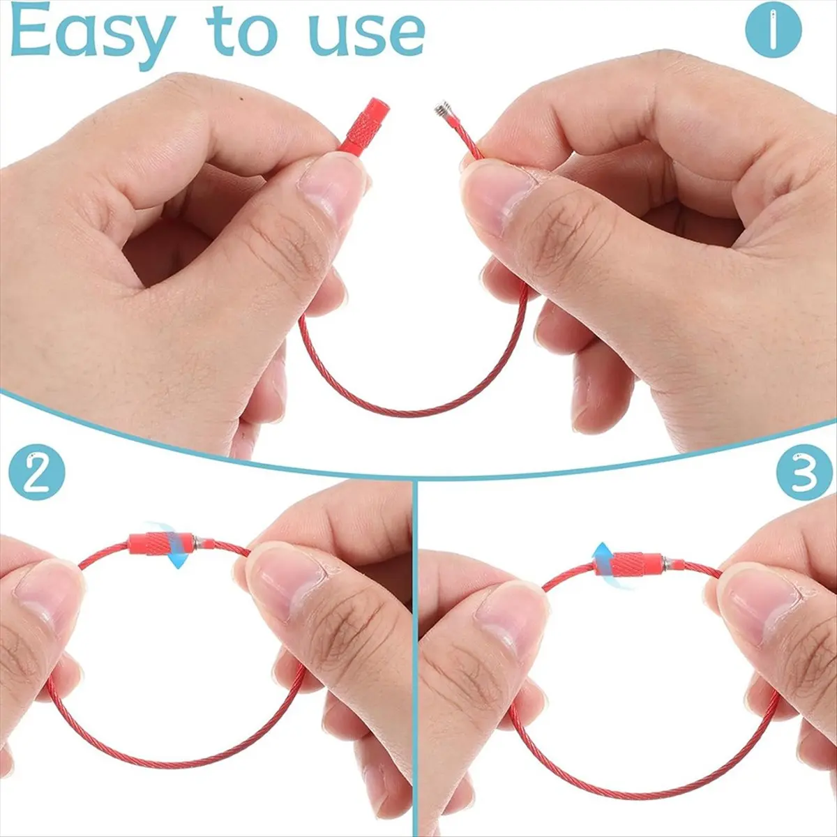 

150 шт., брелок для ключей с цветной проволокой, 6-дюймовый большой тросовый брелок из нержавеющей стали, кольца для ключей с покрытием 1,5 мм